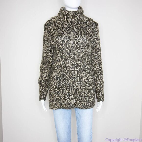 L.L. Bean women's wool blend black and beige cowl neck sweater,‎ M - Picture 1 of 16